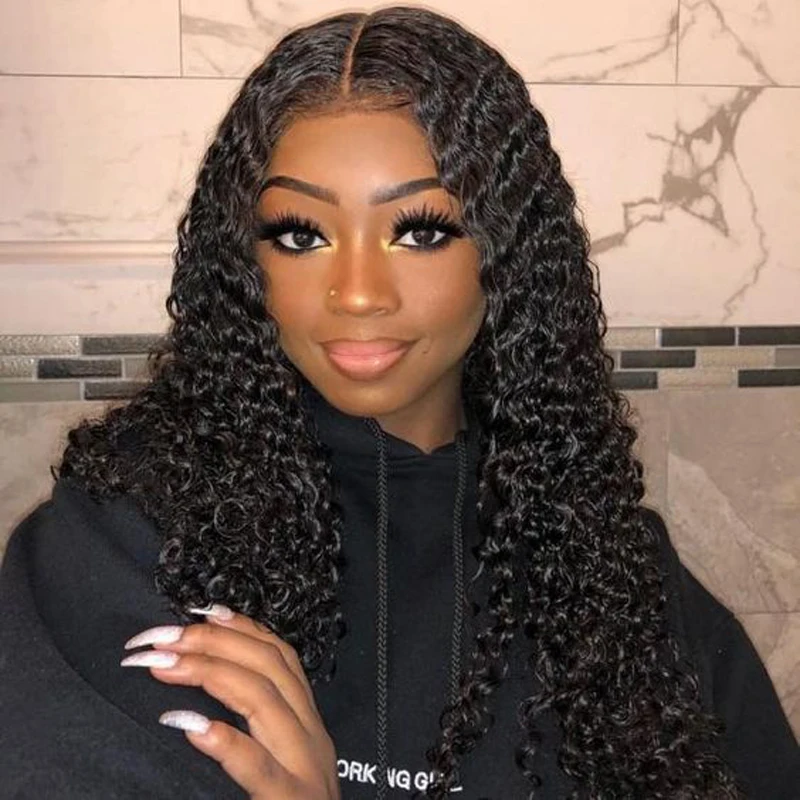 

Grade 9A Faked scalp deep wave Pre pluckerd 13x6 Lace Front Wigs Brazilian Virgin Hair natural color Human Hair with Baby Hair