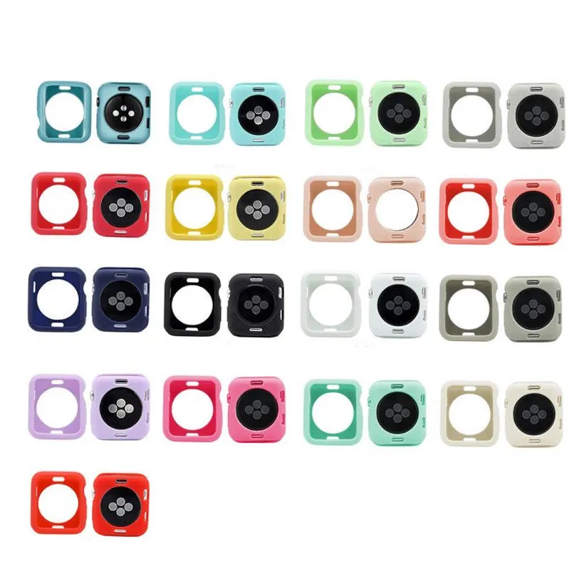 

17 colors Colourful Watch Cover for Apple Watch Series 1 2 3 4 5 Soft TPU Case for Iwatch 38 40 42 44mm Screen Protector Frame