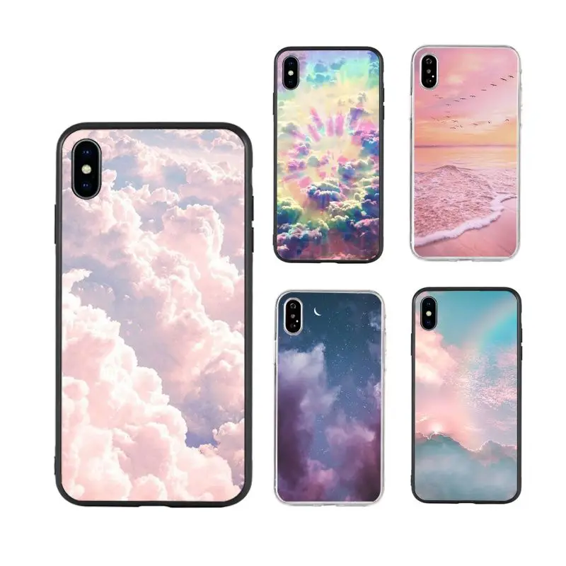 

colourlful cloud hot selling cute Phone Case for iPhone X XR Xs Max 11 11Pro 11ProMax 12 12pro luxury fundas, Black/transparent