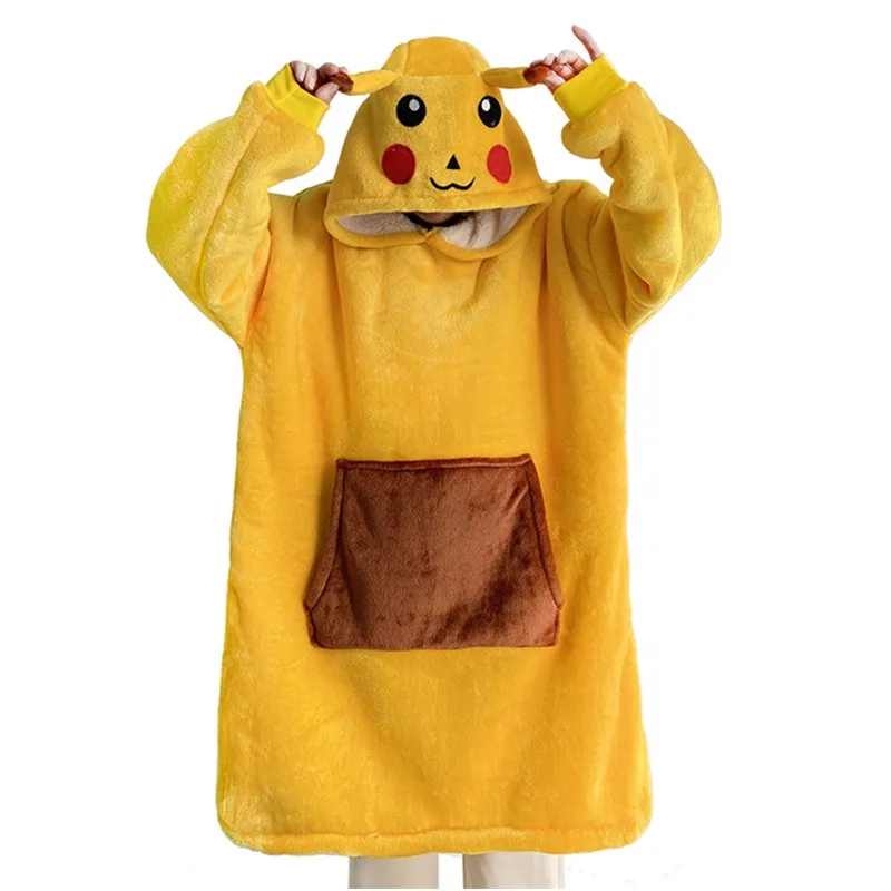 

Soft Warm Pullover Sweatshirts For Adults  Pokemon TV Blanket Yellow Hoodie Men's Hoodies