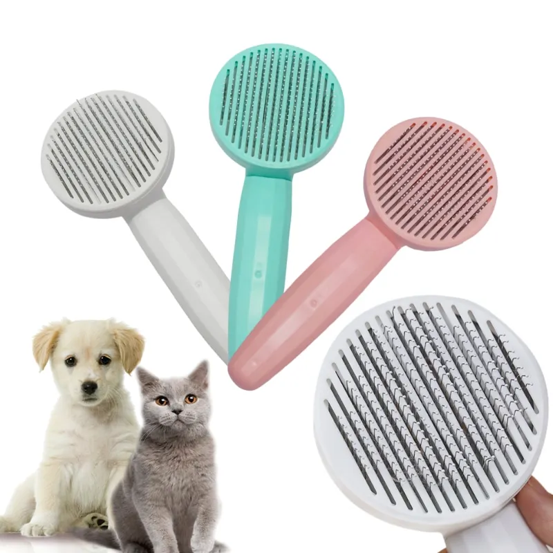 

Pet Grooming Products Cat Dog Cleaning Pet Comb Self Cleaning Slicker Grooming Furry Hair Dog Pet Grooming Brush, Aqua, white, pink