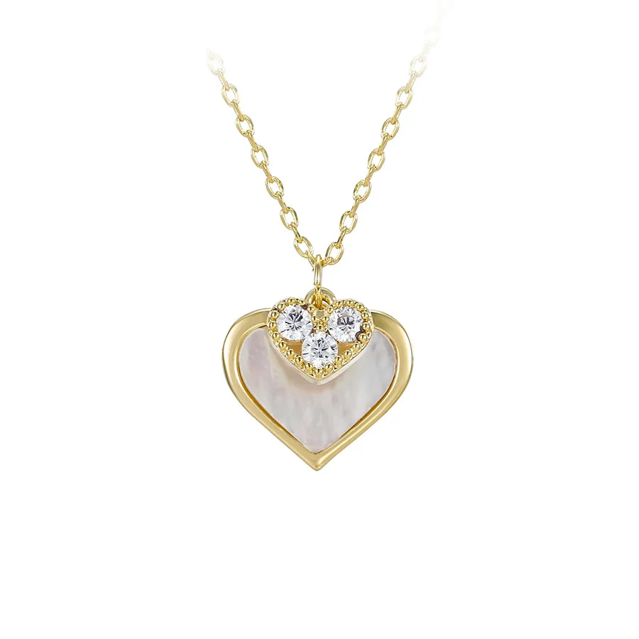 

YMnecklace-01209 xuping jewelry new design fashion elegant charm romantic double heart-shaped 14K gold-plated necklace