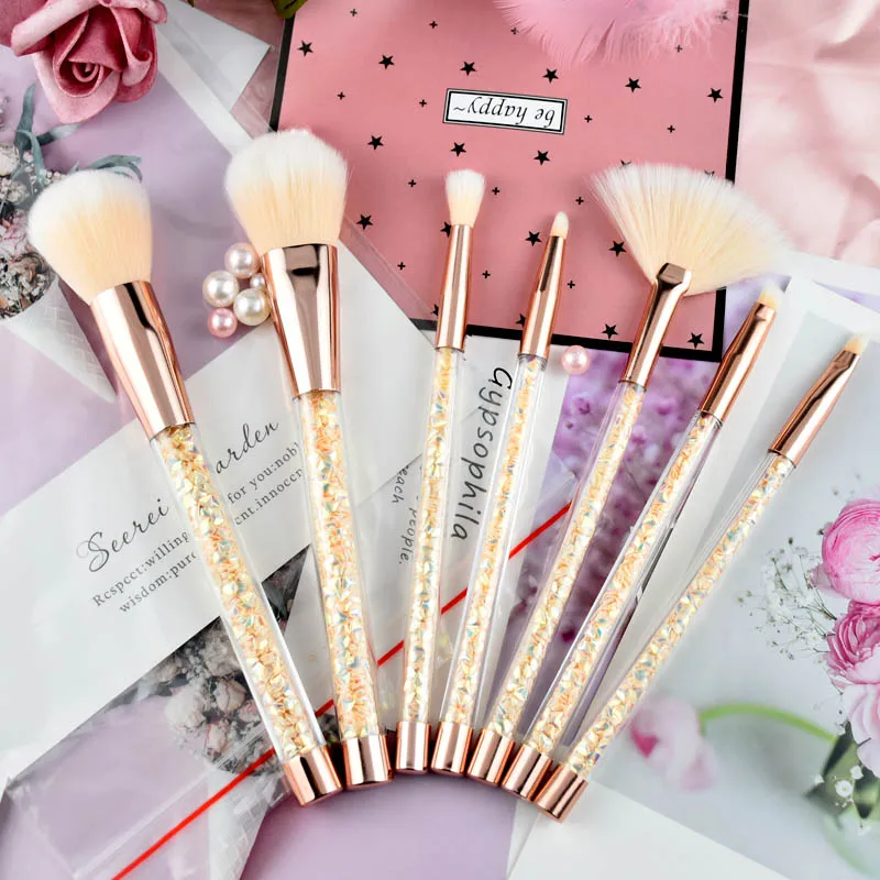 

Free sample of 7pieces Factory direct drop shipping makeup brushes, shiny crystal makeup tool