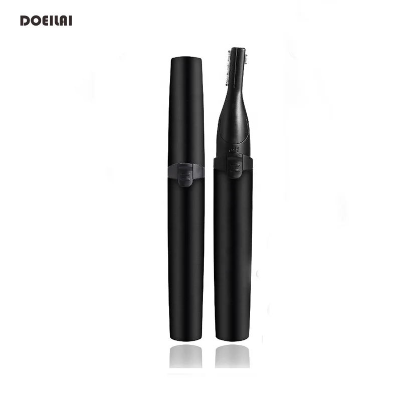 

Double Cutter Head Electric Mini Shaver Razors Portable Face Body Hair Remover Painless Epilator Eyebrow Trimmer Pen, Black