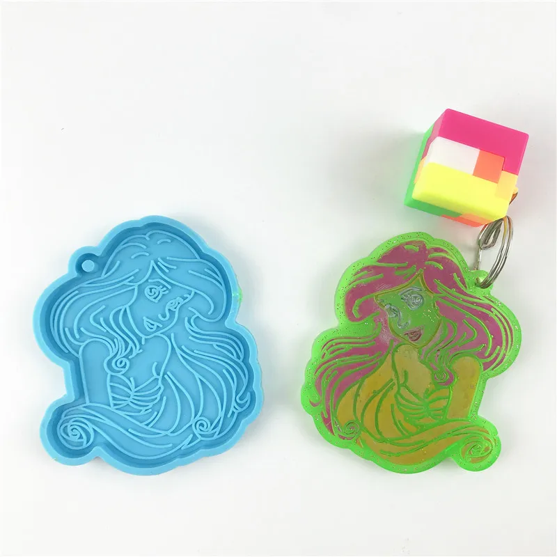 

5361 Mermaid Princess Ariel Decoration Epoxy Resin Mold Silicone Keychain Mold