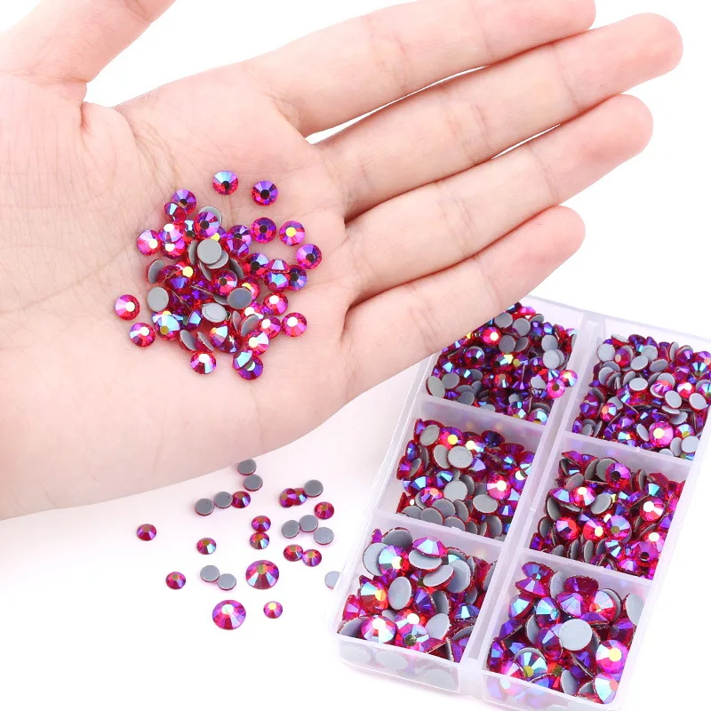 

2022 New Nail Accessories Multi Sized Nail Rhinestones DIY Crystal Flatback Aurora Effect Rhinestone Nail Art Decorations Kit