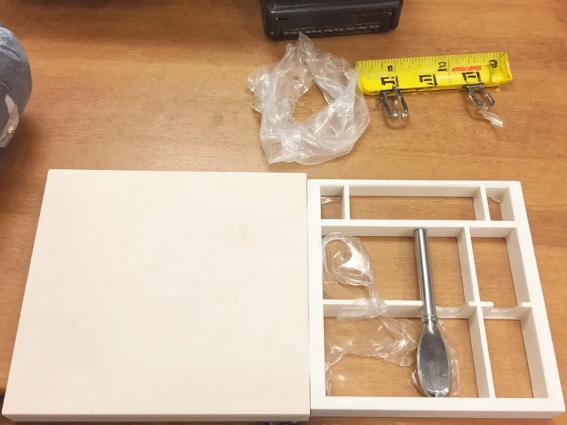 DIY cabinet hardware replacement with measuring template