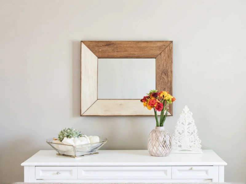 DIY mirror frame with reclaimed wood accent and two-tone finish