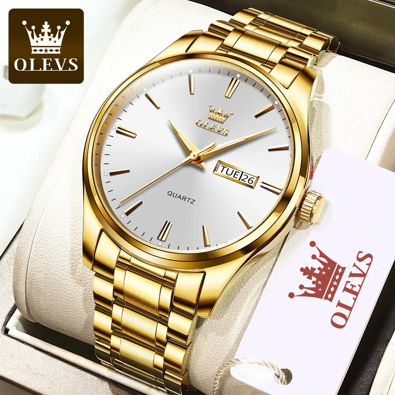 

OLEVS Luxury Men's Quartz Watches With Stainless Steel Calendar Classic Wrist Watch Fashion Waterproof Wristwatch Reloj 6898