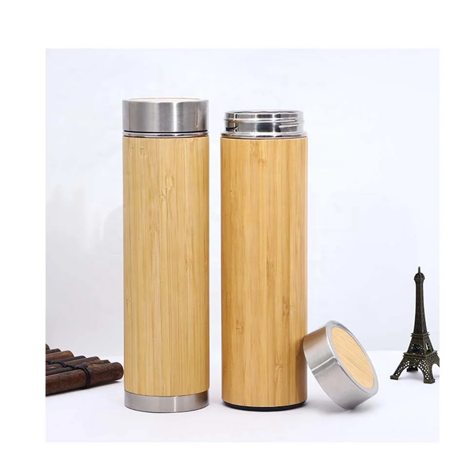 

YIDING Eco tumblers cup water drink bottle Stainless steel Vacuum Insulated flask thermoses bamboo tumbler with tea infuser, As is or customized
