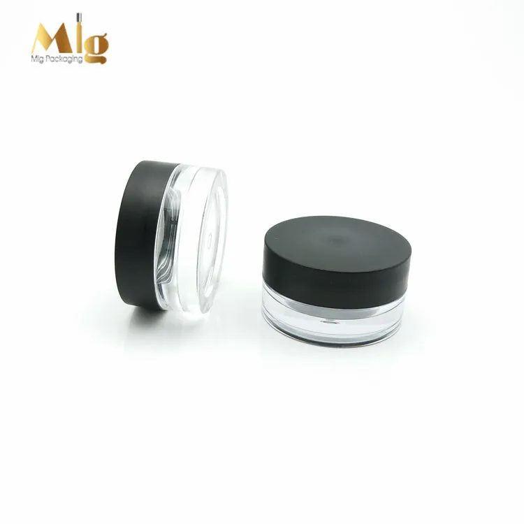 

3g 5g round shape colorful transparent black white Plastic PS cosmetic eye cream jar face cream container for travelling