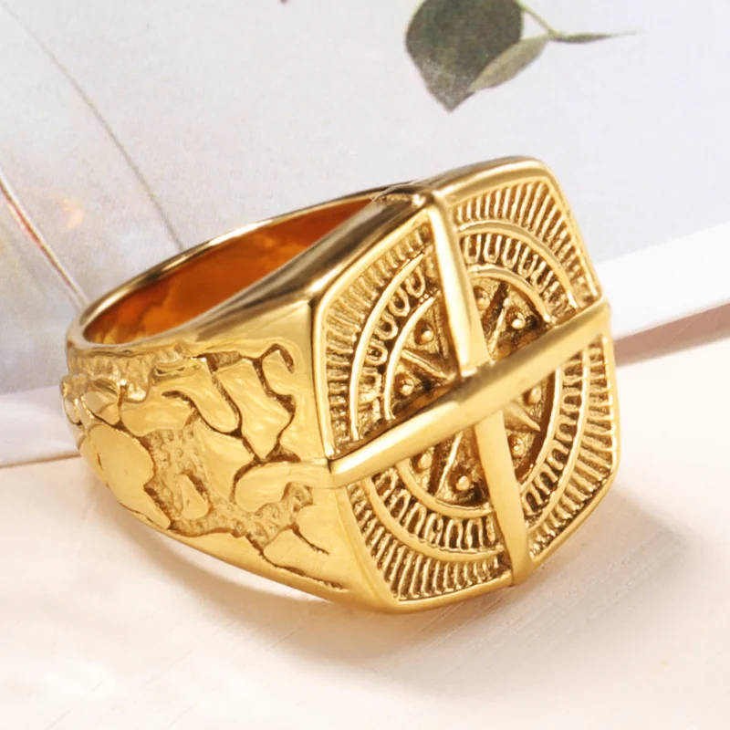 

Vintage Stainless Steel Punk Rock Cross Compass Women's Ring Jewelry Accessories