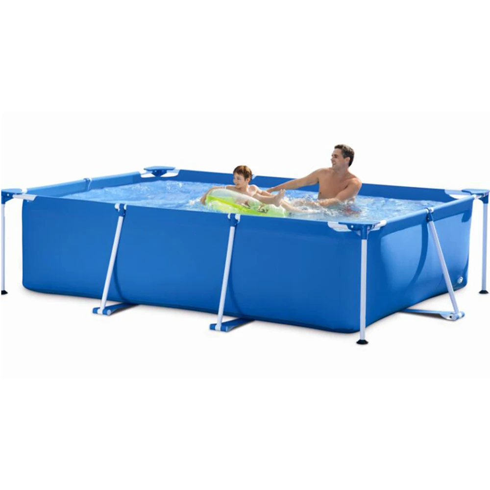 

FunFishing above ground frame pool 300cm*200cm*75cm ultra metal frame pool quality family rectangular swimming poo