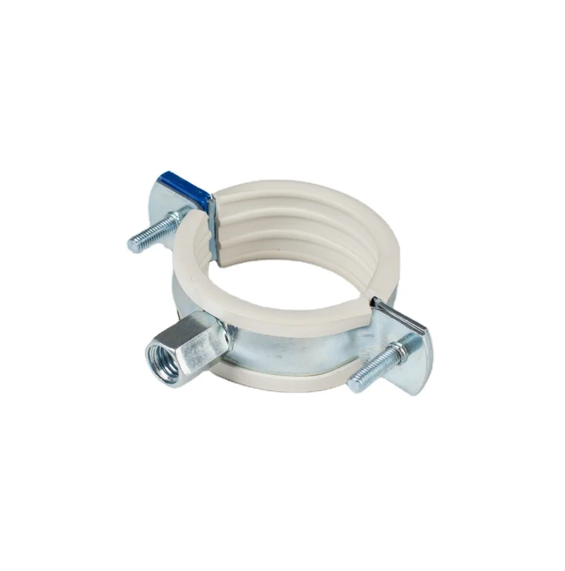 
high quality manufacturer steel pipe clamp with grey/white rubber&blue plastic clip from ODM/OEM manufactory Kingfix in China 