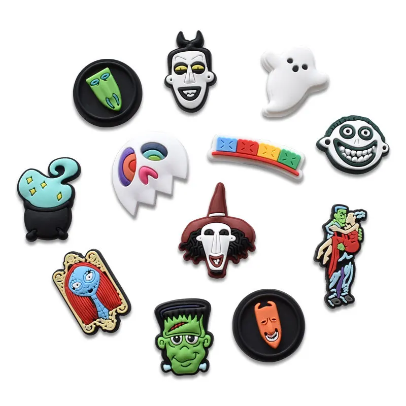 

Hot sell Halloween charms PVC clog charms Custom designer for clog sandals shoe croc charms The character designs, As picture