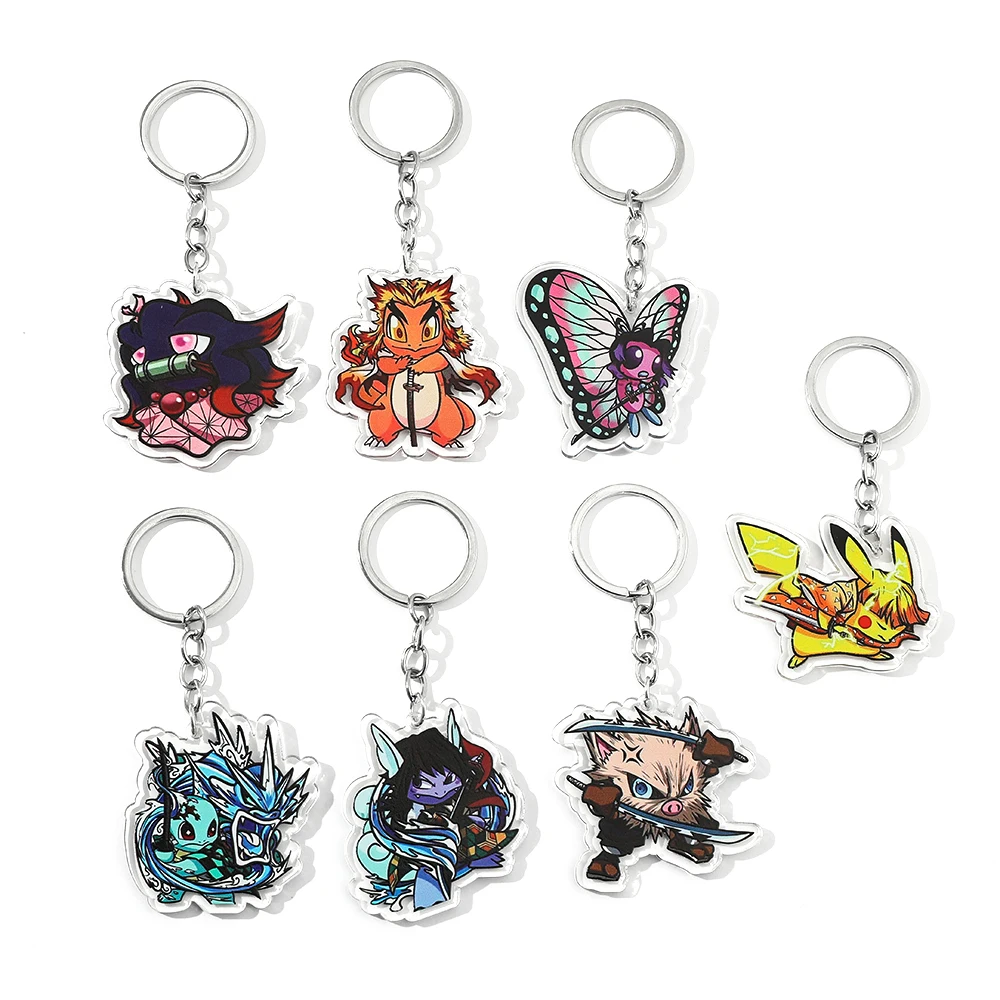 

Hot Sale Anime Key Chains Demon Slayer Double-sided Cute Acrylic Keychain Tanjirou Kamado Nezuko Tomioka Giyuu Kimetsu