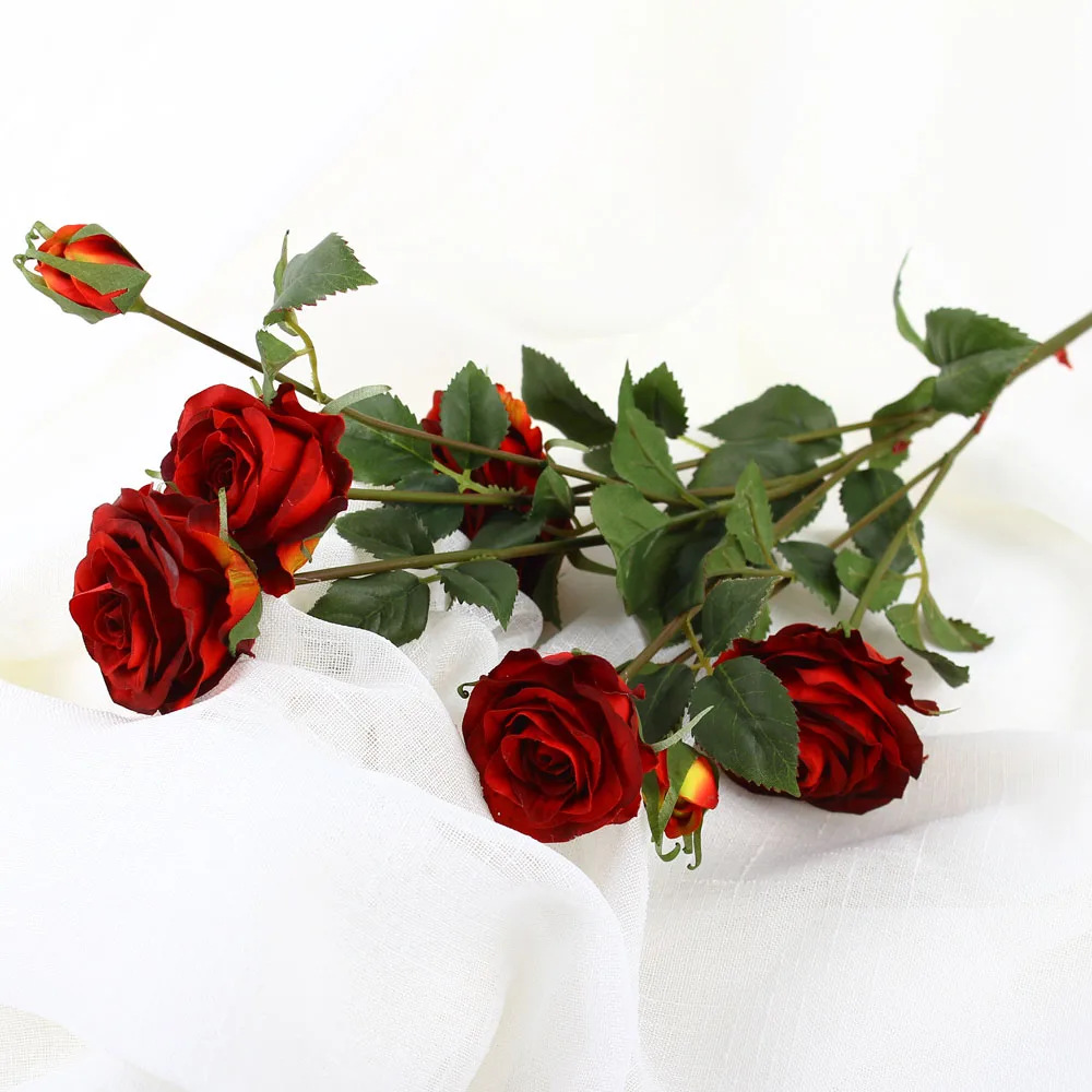 
hot sale flowers centerpieces real touch bouquet wedding decoration red artificial roses flowers for Sale 