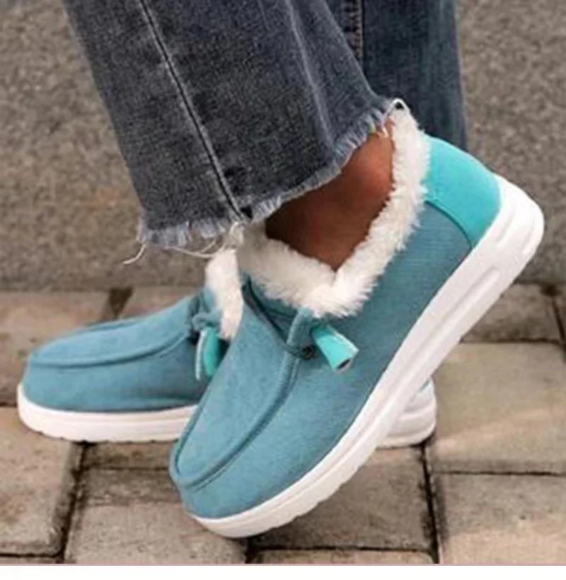 

Footwear Winter Warm Fur Women Sneakers Plus Size Slip On Canvas Casual Shoes Ladies Breathable Non-slip Boat Shoes, As show