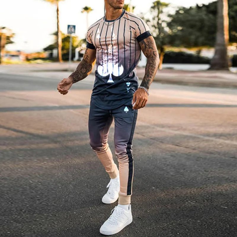 

Summer jogging suit for men two piece short set training wear men short sets 2021, Picture shows