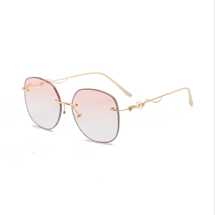 

Amazon hot sale new fashion designer sun rimless custom logo fashion sunglasses