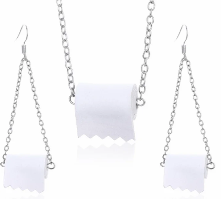 

2020 Women European American Personality Jewelry Set Acrylic Earrings Creative Toilet Roll Paper Drop Earrings Hook Earrings, Picture shows