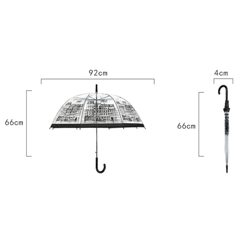 Custom Print Straight Lady Clear Transparent Domeshaped Poe Umbrella