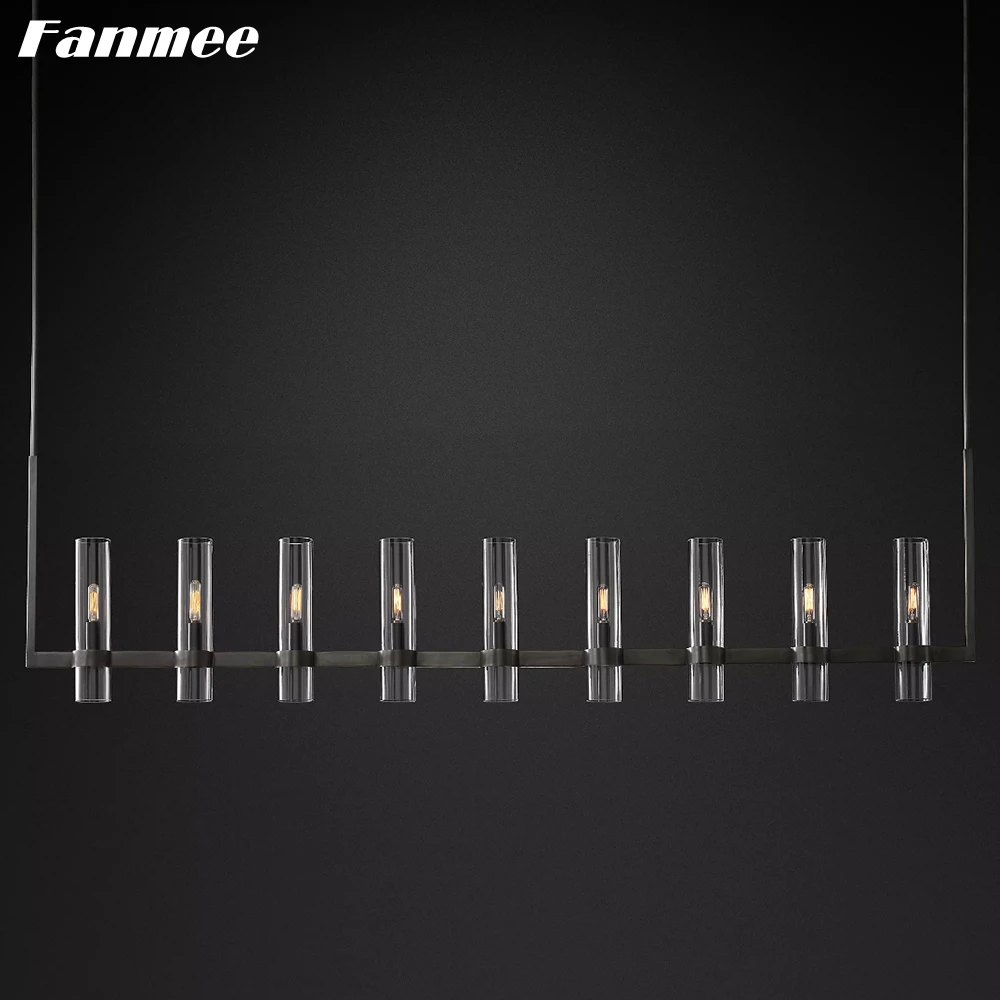 

Modern Linear Chandeliers Retro Luxury LED Glass Stainless Steel Aluminum Candle Lamps Bedroom Living Room Dining Room Lights, Chrome