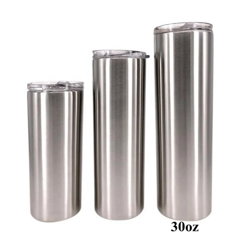 

30oz Skinny Tumbler Straight Stainless Steel Coffee Mug Vacuum Insulated Wine Glass Travel Car Cup