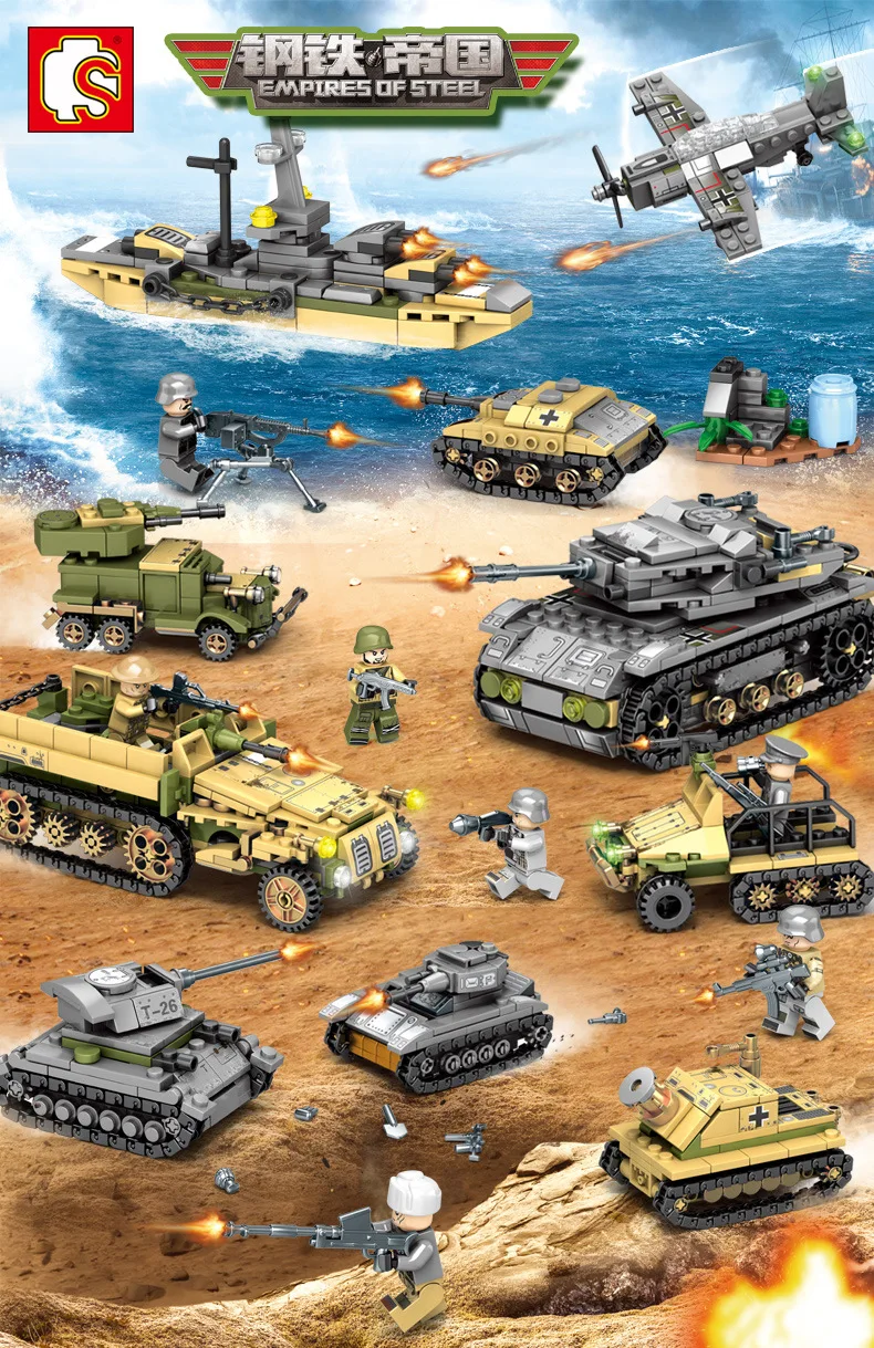 1061Pcs Military Technic Iron Empire Tank Building Blocks Sets Weapon War Toys f 