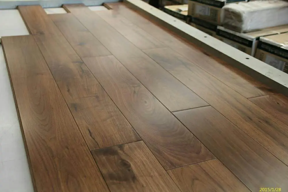 Suelo De Parquet De Nogal Macizo,150mm De Ancho,Para Sala De Estar