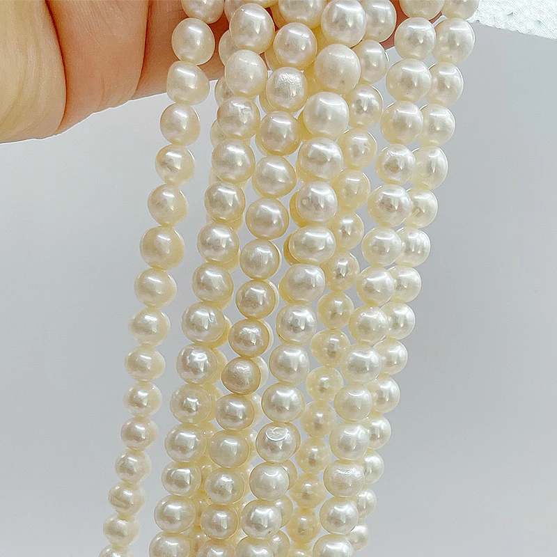 

White 3-12mm Round shaped 2A Quality Natural Real Fresh Water Pearl strands Wholesale Price for pearls necklace