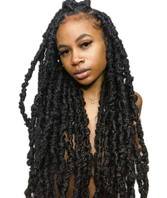 

Butterfly Locs Hair Pre-twisted Distressed Locs Crochet Hair Easy Installed Natural 1B # Weave Master Twist Braids Crochet Hair