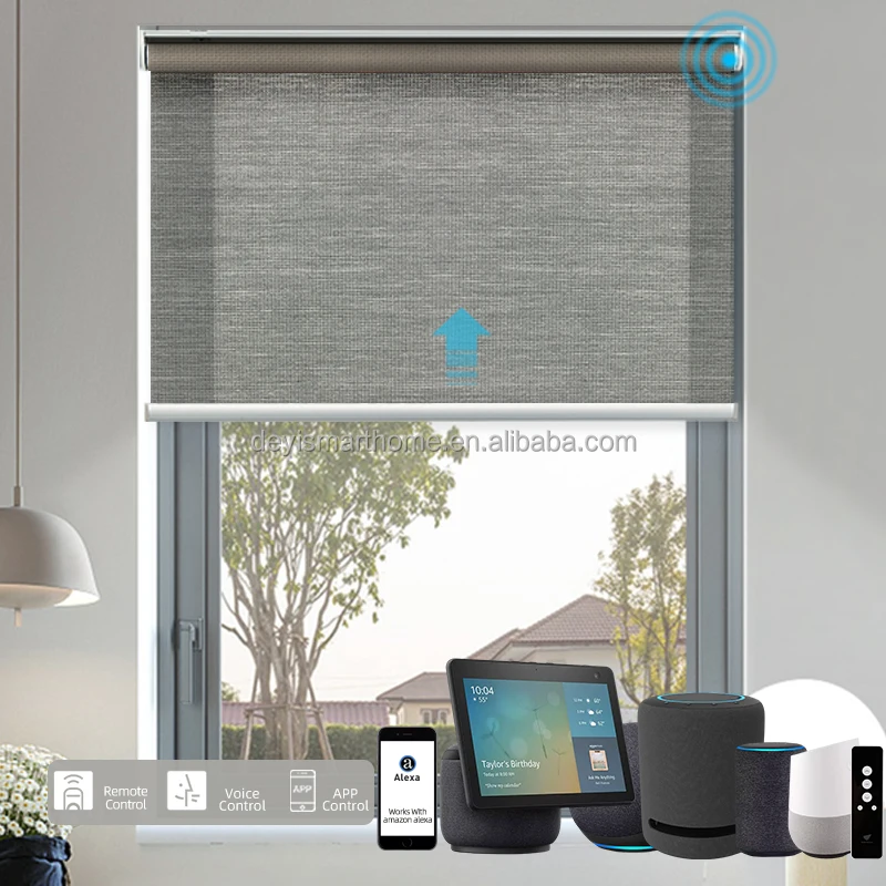 

DEYI Tuya Alexa Wifi Remote Control Components Smart Curtain Indoor Outdoor Window Smart Roller Blinds, Customized color
