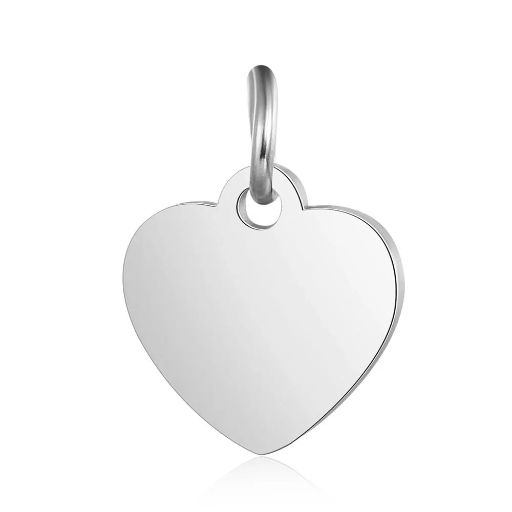 

Valentine's Day Custom Engraved Laser Stainless Steel Blank Heart Charm Pendant for Necklace Jewelry DIY Making