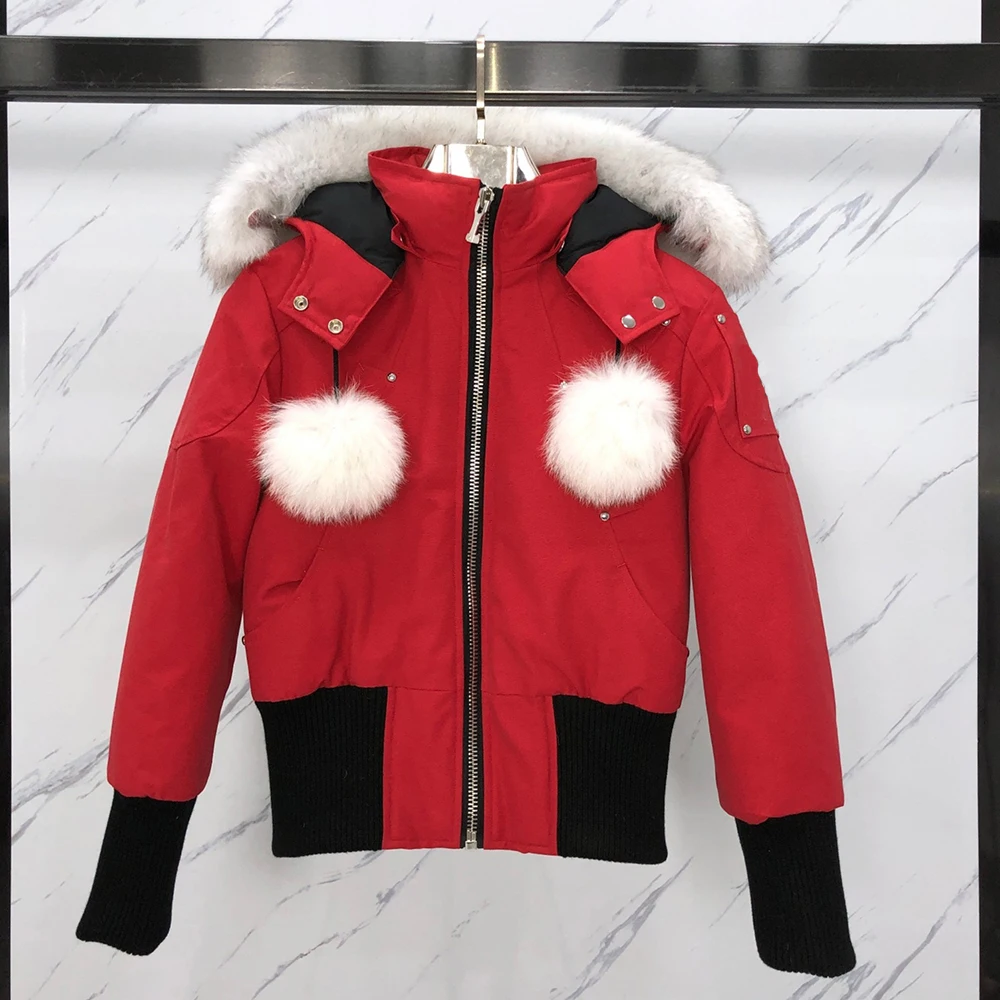 

Down jacket women winter with fur collar fashion thick warm coat fur 90 %White duck down coat casual waterproof down jacket, Black