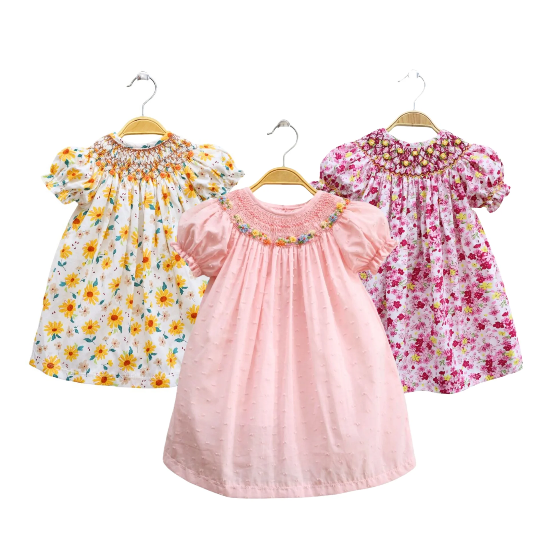 Hand Smocked Floral Pattern Dress