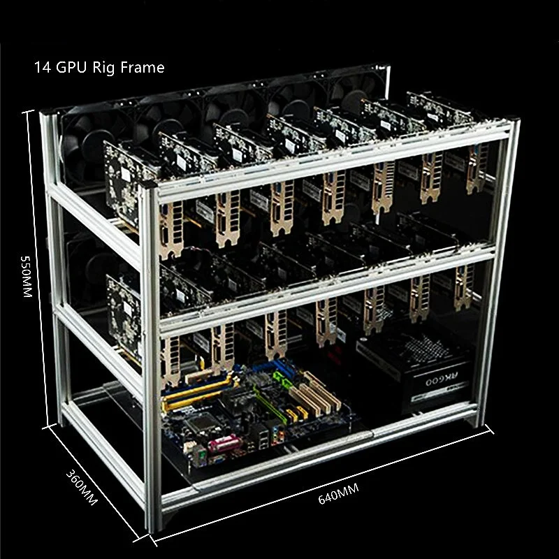 

Stackable 6GPU 8GPU Open Air Miner Rig Frame 4 6 8 12 14 16 18 19 20 GPU Mining rig Rack in stock, Silver