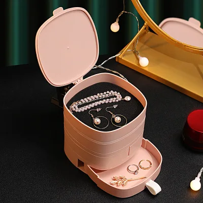 

Rotating Earrings Earrings Earrings Jewelry Storage Box Holder Small Exquisite Packing Jewelry Net Red Ear Clip Bag Multi-layer