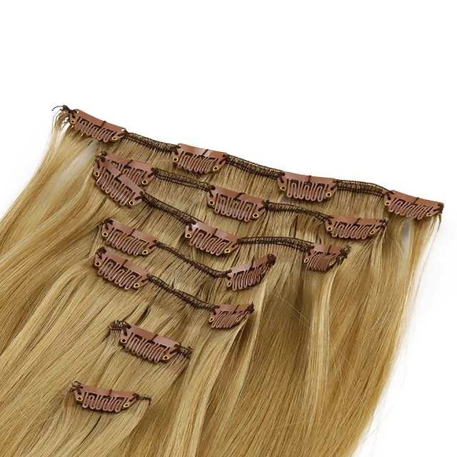 

70 Grams 7 Pieces in a Set Clip in Hair Extension 16 Clips Straight Hair Dark Blonde, Any color can be made