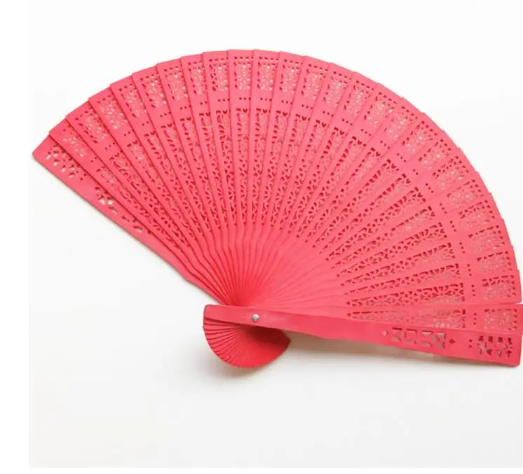 

Wholesale Colored Chinese Traditional Wedding Wooden Folding Fan Party Favors Gift Personalized Hand Held Sandalwood Fans