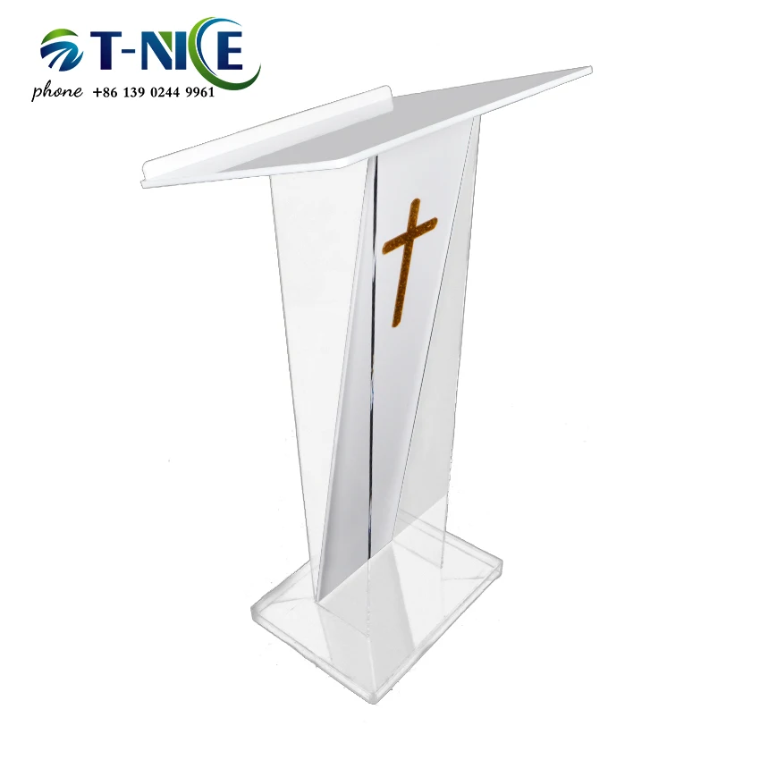 

2021 AKLIKE Customized furniture Modern cheap podium Transparent acrylic glass Church platform with LED light Free shipping, Optional