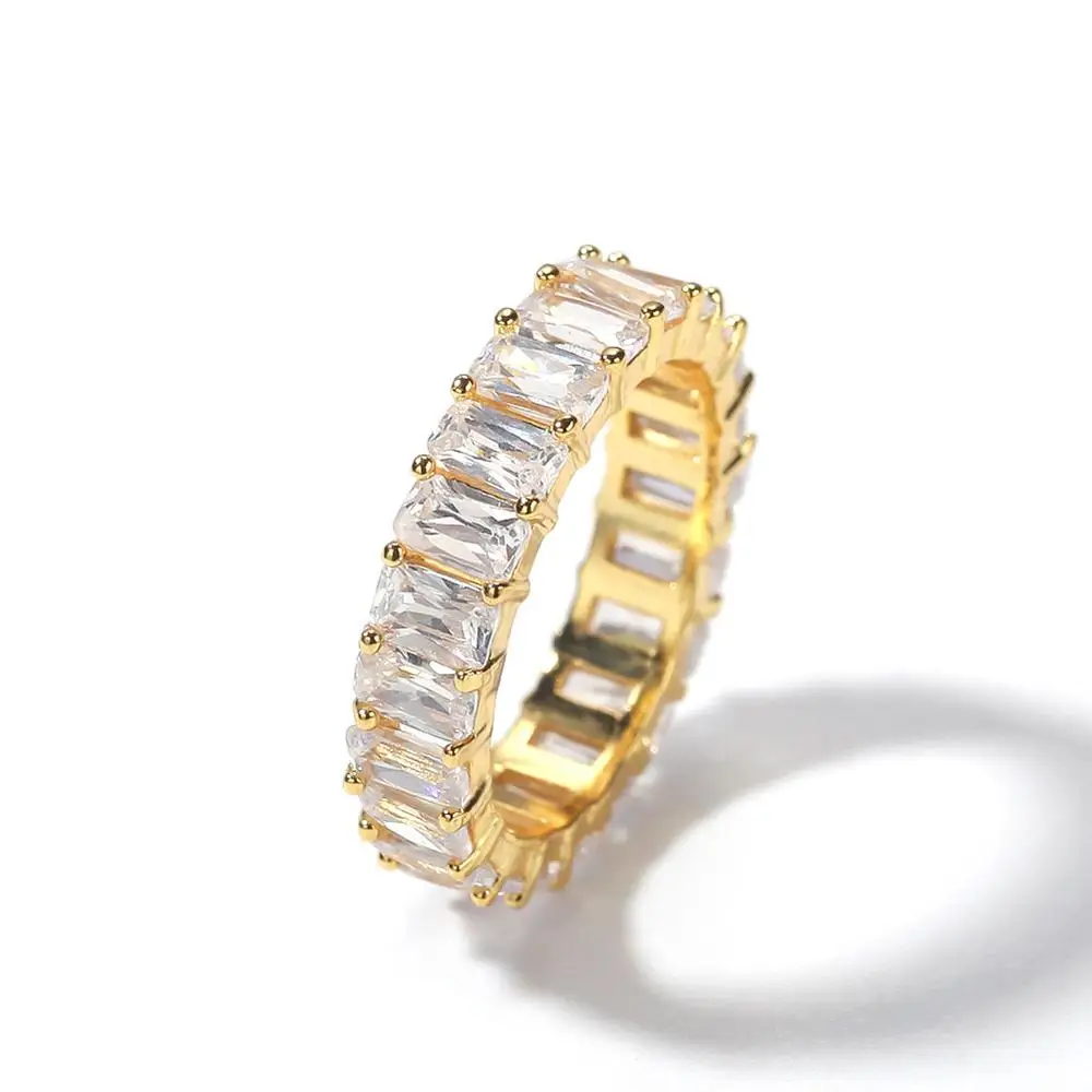 

Amazon New Hip Hop Diamond Men's Ring Narrow Square Zircon Ring
