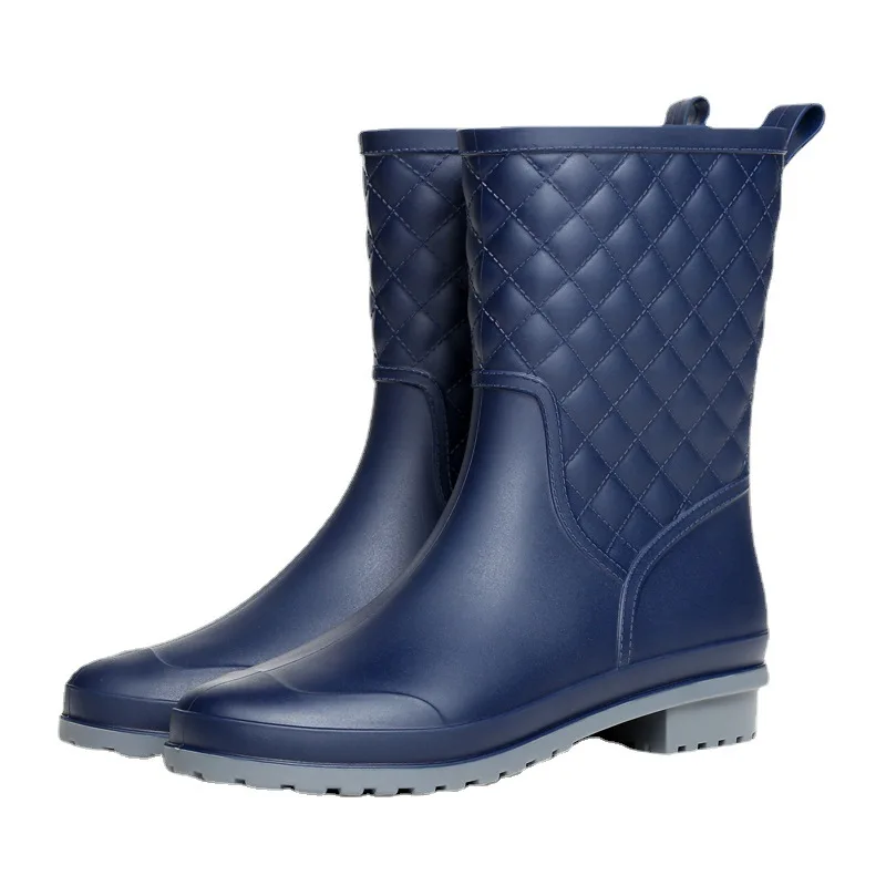 

Trendy Women's Mid Calf Clear Rain Boots Waterproof Lightweight Non Slip Ladies Comfortable Garden Shoes Short Gumboots