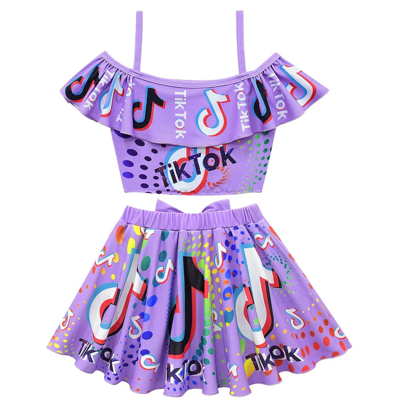 

2021 Hot Sale Summer TikTok Print Children's Clothes Baby Girl Skirt Set Skirt TikTok girls sets