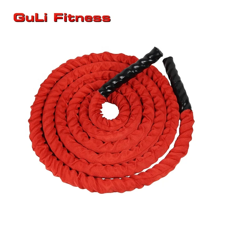 

Guli FItness Custom Logo 1/2 Inch 38/50mm CrossTraining Battle Rope Exercise Heavy Polyester Protective Sleeve Battle Rope, Black/red/grey or customized