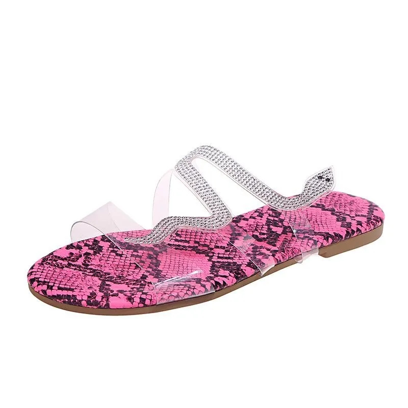 

Factory Outlet Wholesale Comfortable Slippers Serpentine Slides Shoess For Women Sandals, 4 colors