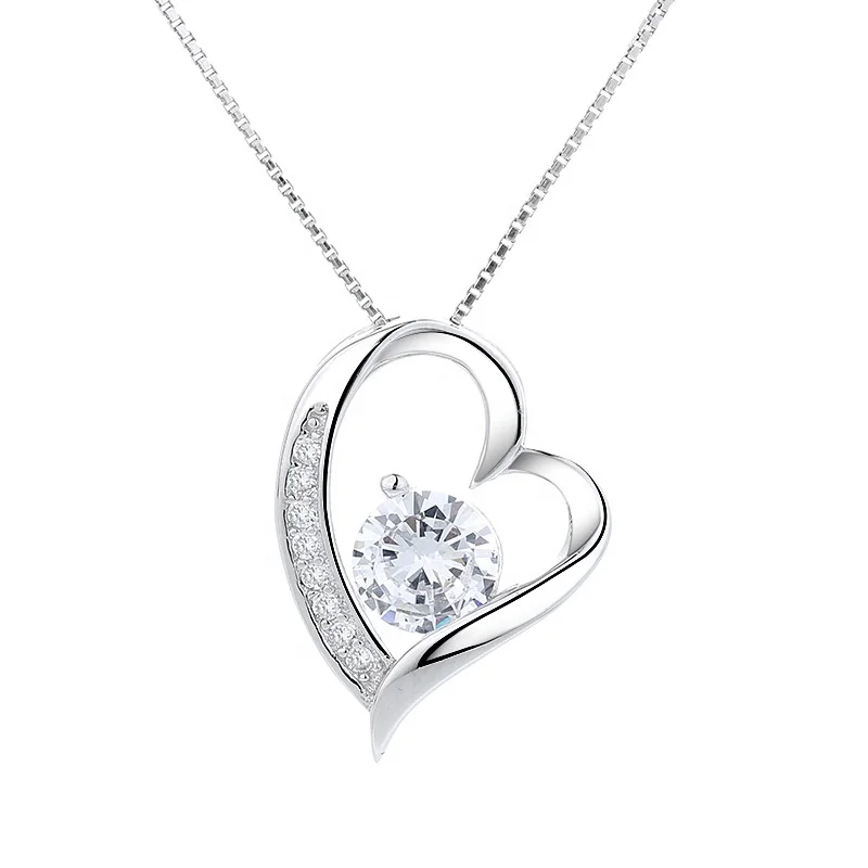 

Italy Famous Heart-Shaped Design Jewelry Young Women 925 Sterling Silver Charm Pendant, White, purple