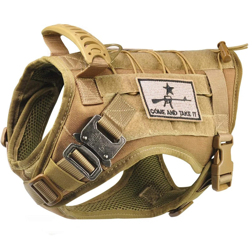 

Military Tactical Training Adjustable K9 Dog Vest Rubber Handle Dog Vest Harness, Black khaki