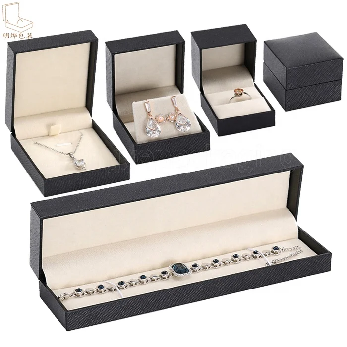 

Custom caja de joyeria Jewelry boxes wholesale for ring earring pendant bangle bracelet necklace, Black or custom