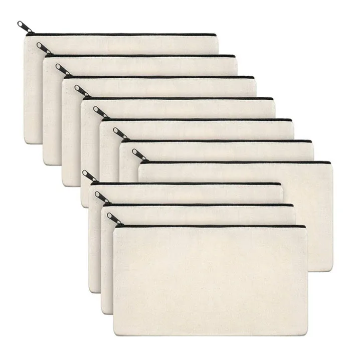 

moq 100pcs plain cotton canvas zipper pouch blank with zipper, Customized color
